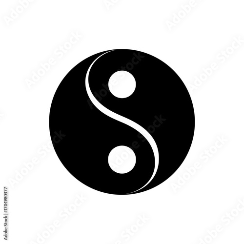 Yin yang symbol in black on transparent background silhouette