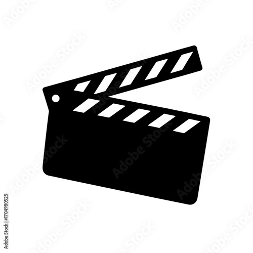 Open movie clapper board on transparent background silhouette