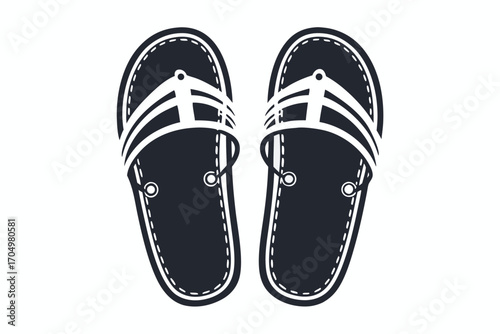 Flip Flops Icon Illustration, Footwear Design with White Straps, White Background