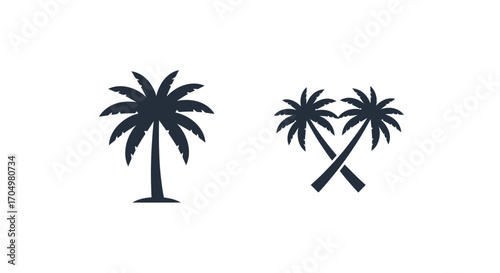 Two stylized palm tree silhouettes icons representing tropical destinations.