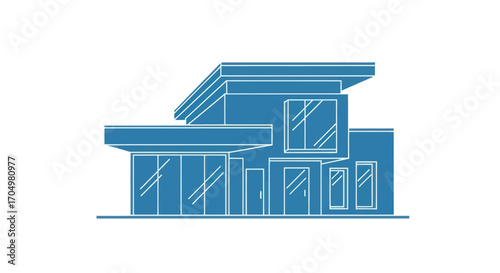 Contemporary architectural house design with modern minimalist style and large windows.