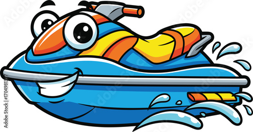 Cute Smiling Jet Ski with Big Eyes