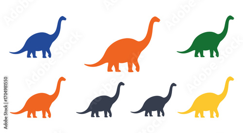 Colorful Dinosaur Silhouettes Illustration.