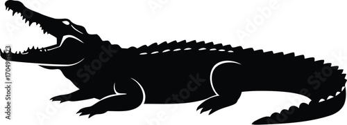 Fierce Alligator with Mouth Wide Open Ready to Strike Silhouette	