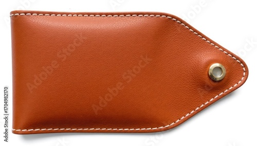 Single brown leather flap, isolated on white background, material, brown, detail