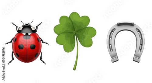 Lucky Charms: Ladybug Clover and Horseshoe.