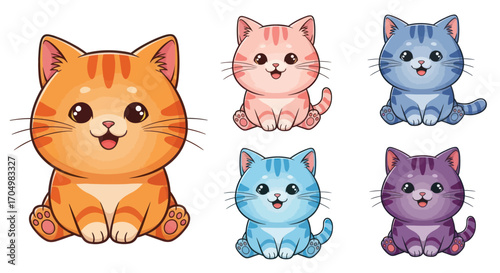 Collection of Cute Cartoon Cats.