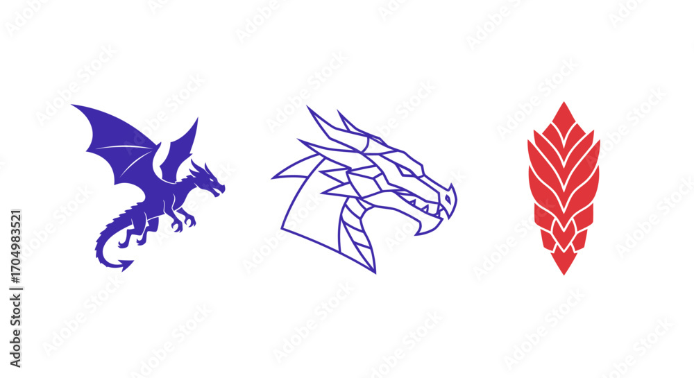 Obraz premium Dragon and Nature Graphic Elements.