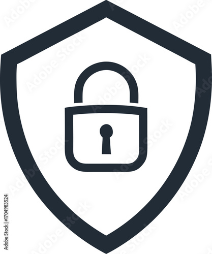 shield with lock icon. Privacy secure sign vector