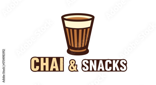 A stylized illustration of a glass of chai tea with the words "CHAI & SNACKS" below it.