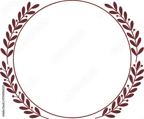 Elegant Circular Botanical Border Design with Simple Leaves and Twigs	