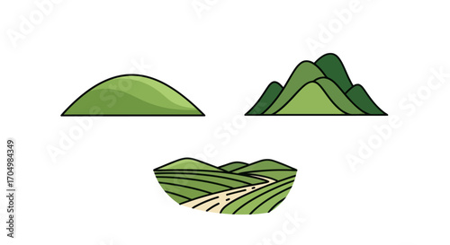 Green Hills and Mountain Illustrations.