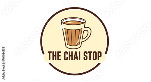 Logo for The Chai Stop, featuring a glass of chai tea.