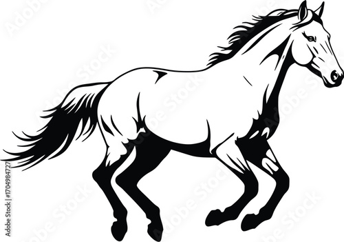 Majestic Horse Galloping Across a White Background Elegant Equine Power and Graceful Movement	