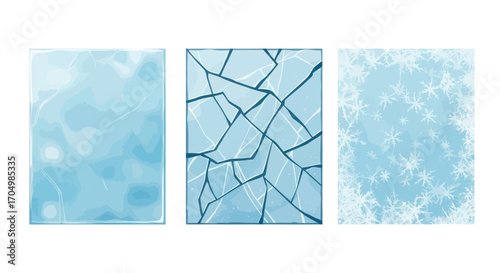 Three Cracked Ice Textures: Variations of Broken Ice Patterns.