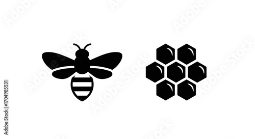 Bee and Honeycomb Illustration.