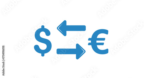 Currency exchange illustration showing dollar to euro conversion concept.