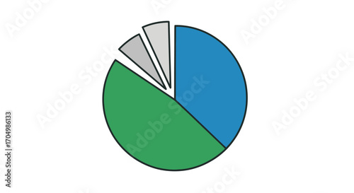 Colorful Pie Chart Representing Data Distribution and Proportions.