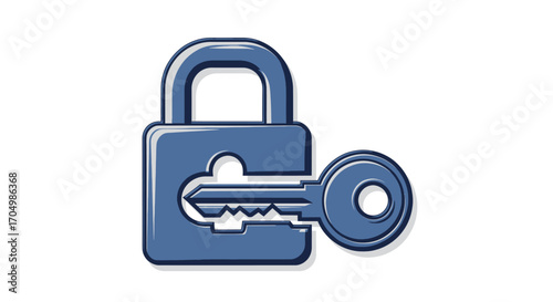 Blue padlock and key symbolizing security and access protection.