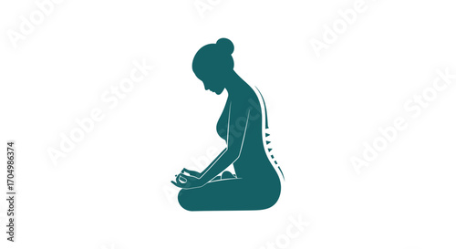 Woman Meditating with Visible Spine for Spinal Health and Wellness.