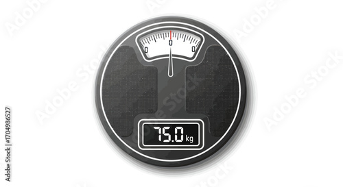 Classic Analog and Digital Bathroom Scale Showing 75kg.