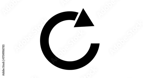 Black refresh icon on a white background representing reload or restart.