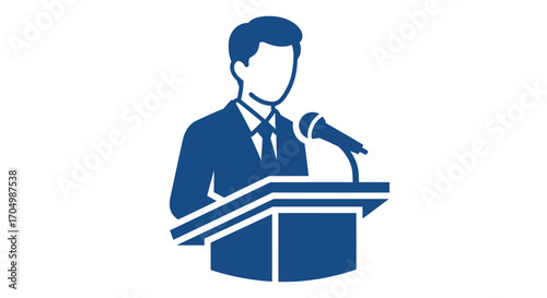 Public Speaking at a Podium.