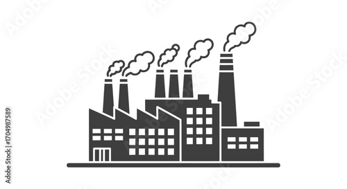 Industrial factory emitting smoke representing pollution and environmental impact.