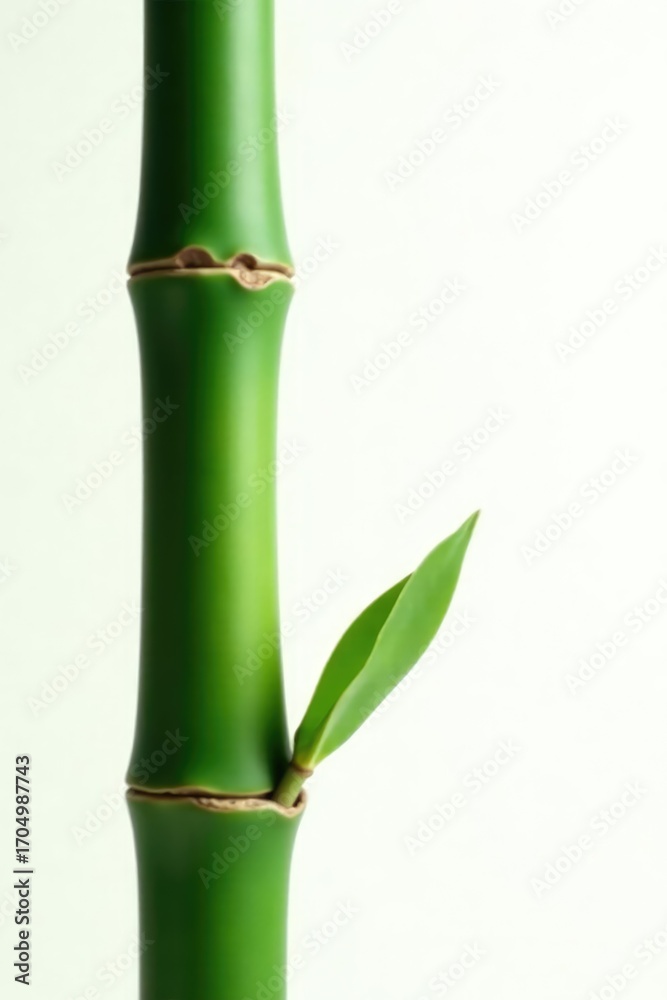 Fototapeta premium A single piece of bamboo stem with ridged texture isolated on white, bamboo, bamboo