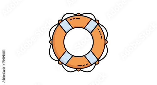 Orange and White Lifebuoy Ring for Water Safety and Rescue.