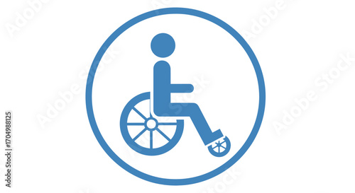 Blue Wheelchair User Symbol in a Circle.