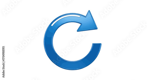 Glossy Blue Circular Arrow: Refresh Reload Loop Icon.