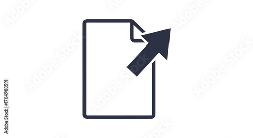 Document with upward arrow signifies uploading and sharing of files.
