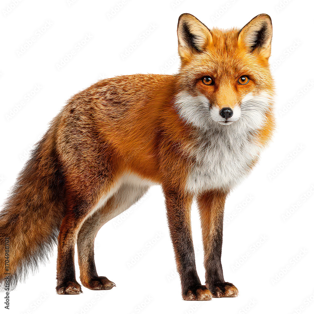 Fototapeta premium Red Fox Standing on Transparent Background