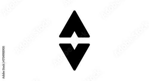 Abstract black and white symbol of opposing directional arrows.