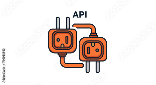 API Connection: Illustration of Electrical Plugs Representing Application Programming Interface.