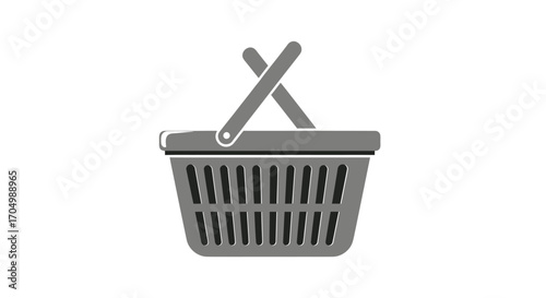 Simple gray shopping basket ready for groceries and purchases.
