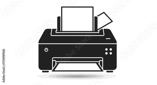 Simple Black and White Printer Illustration.