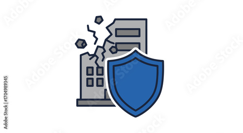 Building Insurance Protection Shield Illustration.