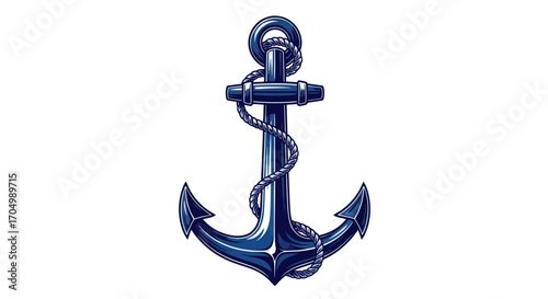 Detailed Blue Anchor Illustration.