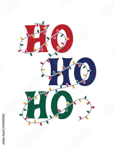 Ho Ho Ho Christmas Lights Text