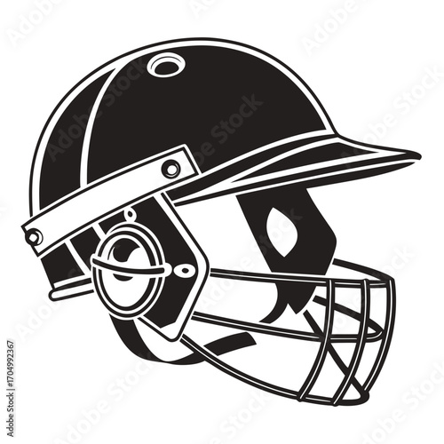 Black and white illustration of a protective sports helmet