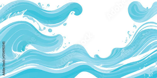 Abstract light blue and white watercolor painting for background or backdrop use