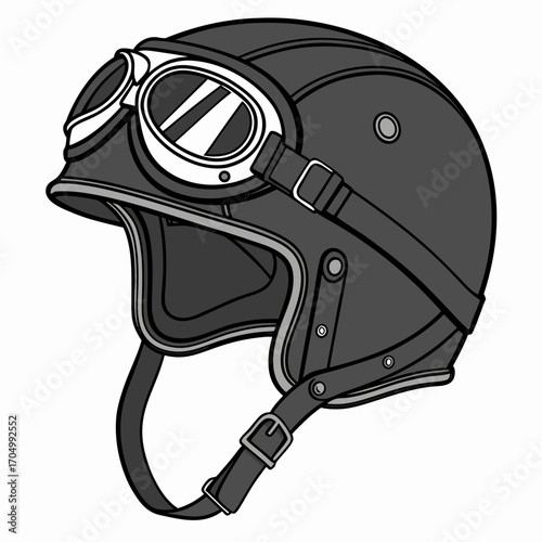 Classic motorcycle helmet with vintage goggles