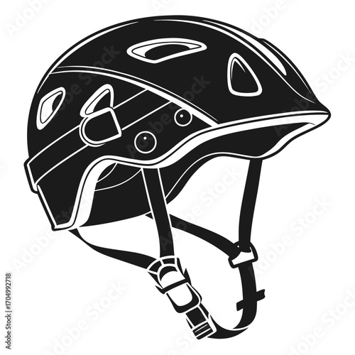 Black and white illustration of a bicycle helmet