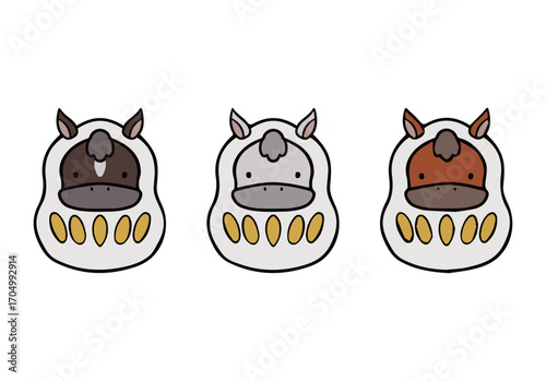 だるま　ダルマ　馬　セット　複数