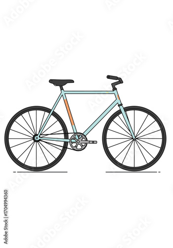Illustration of a light blue bicycle with black tires and seat.