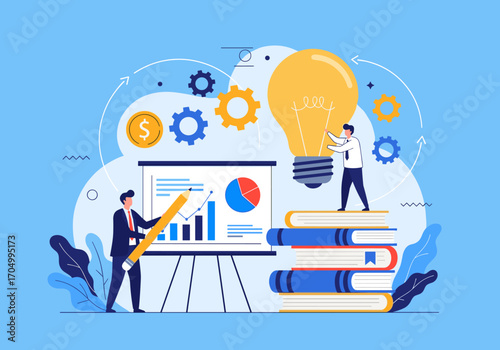 Business growth strategy and innovation concepts illustrating success and new ideas in a modern workspace environment
