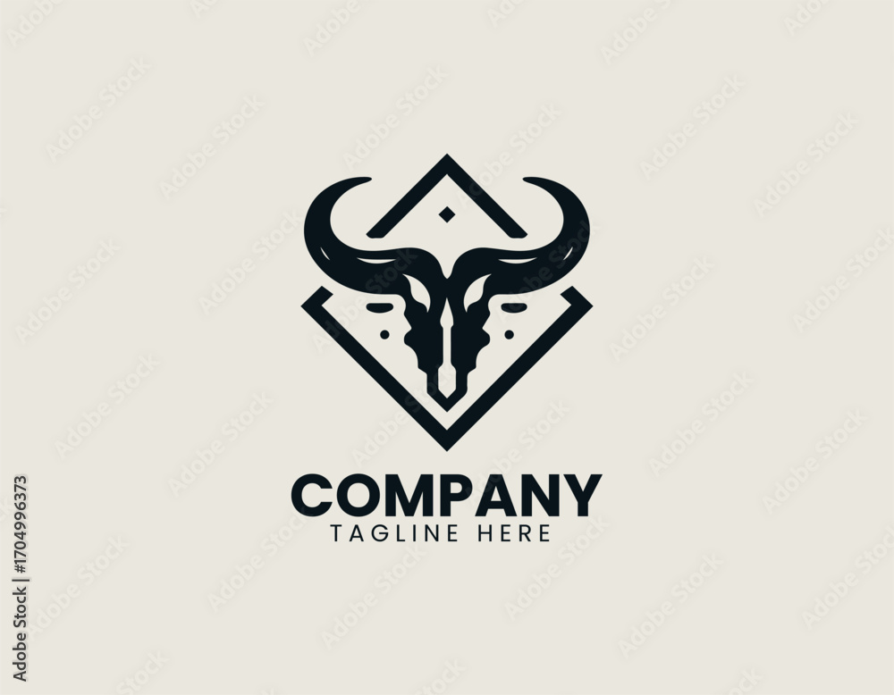 Obraz premium Cow Skull Horn Pattern Logo