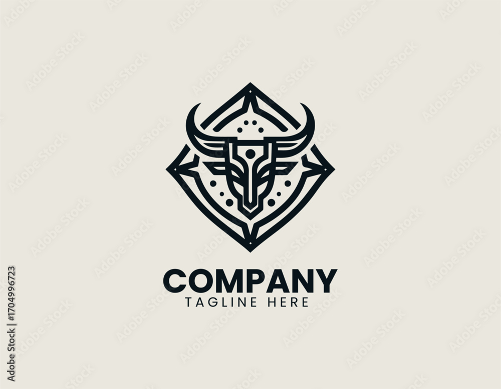 Obraz premium Cow Skull Horn Pattern Logo